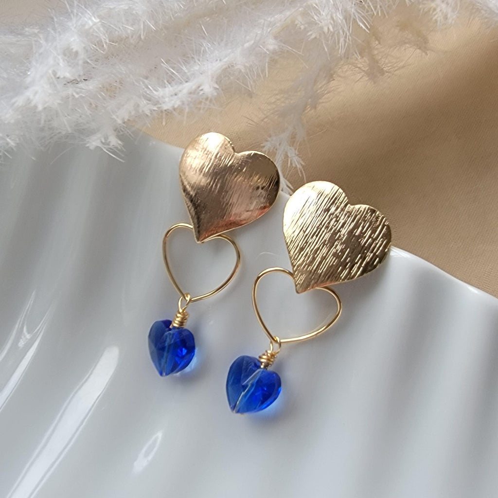 Dainty Earrings, Drop Heart earrings, Earrings Drops, Dropping Earrings, Tiny Gold Earring, Earrings Lovely, Mom-gifted, gifts for-her