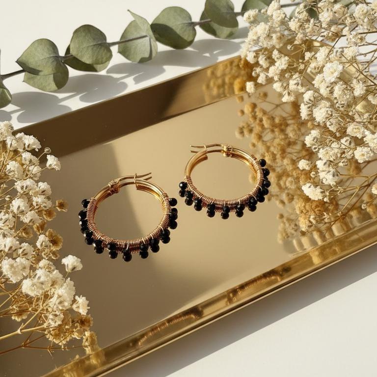 Dainty hoops, Black Hoops, Gold filled hoop earrings, Thin hoop earrings, Dainty Hoop Gold, Small Crystal Hoop, Minimalistic Hoops,Hers gift