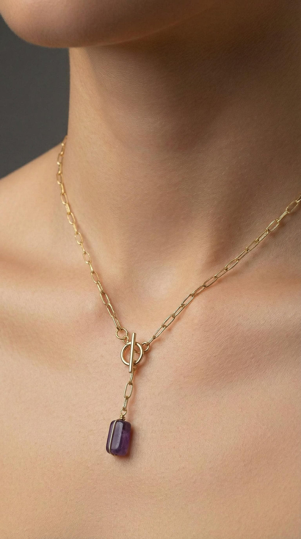 Amethyst Necklace, Dainty thin necklace, Layering necklace, Thin gold necklace, Necklaces minimalistic, Motherly gifted, Gifts for-her