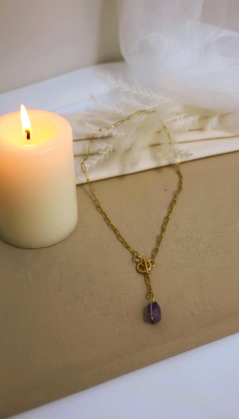 Amethyst Necklace, Dainty thin necklace, Layering necklace, Thin gold necklace, Necklaces minimalistic, Motherly gifted, Gifts for-her
