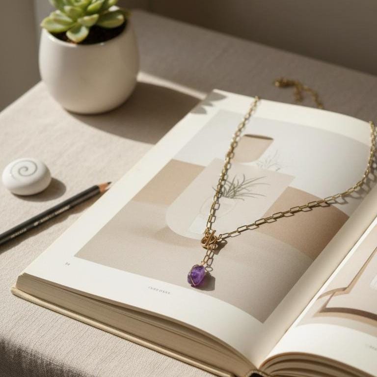 Amethyst Necklace, Dainty thin necklace, Layering necklace, Thin gold necklace, Necklaces minimalistic, Motherly gifted, Gifts for-her