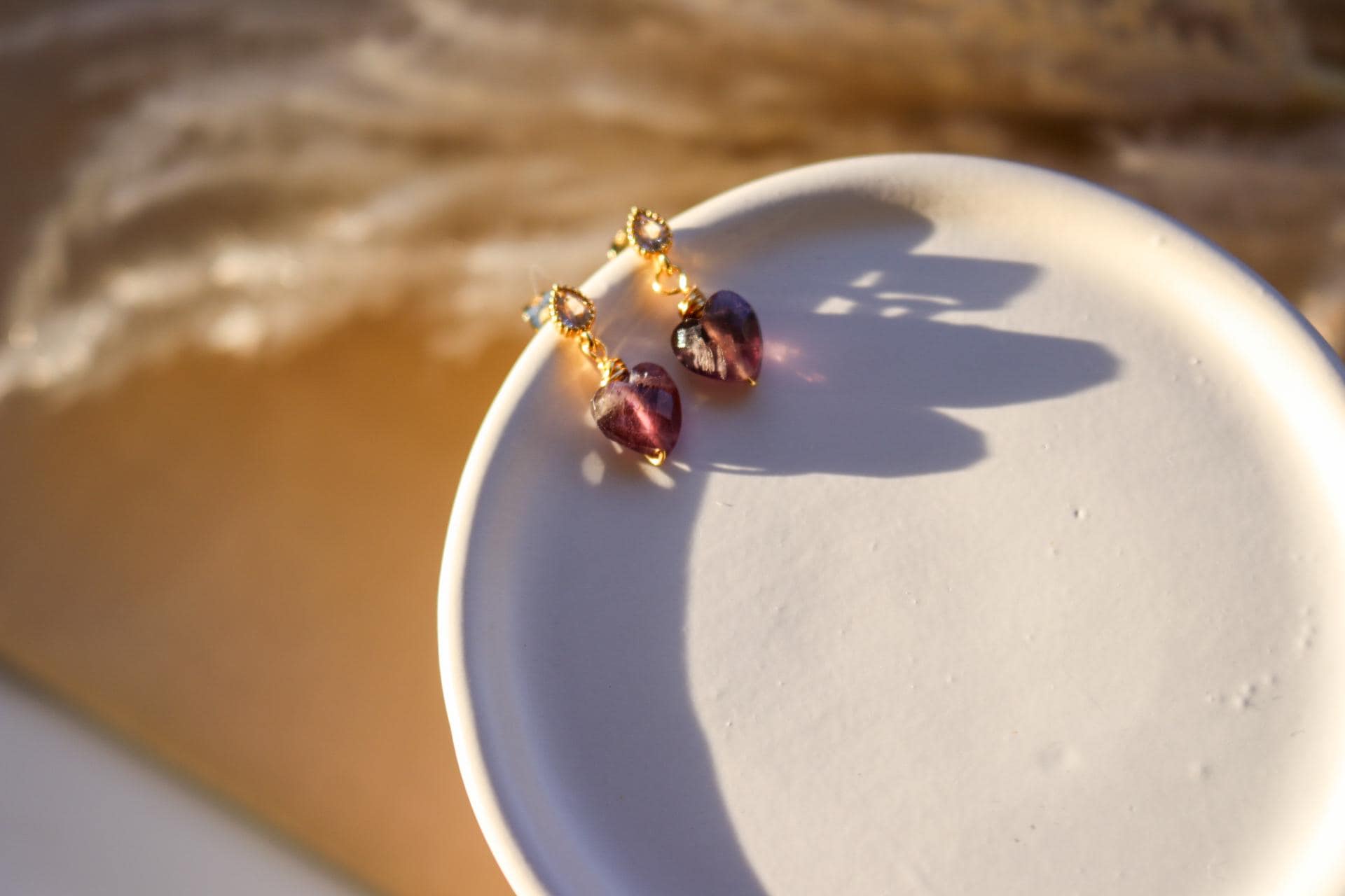 Dainty Earrings, Amethyst Heart Earrings, Tini earrings, Gold Earring Small, Minimalistic earrings, Valentins earrings, Huggie Earrings