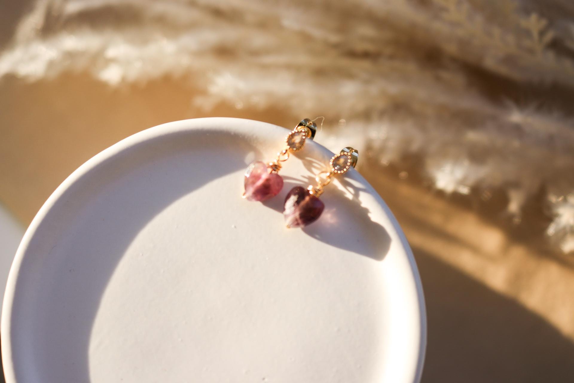 Dainty Earrings, Amethyst Heart Earrings, Tini earrings, Gold Earring Small, Minimalistic earrings, Valentins earrings, Huggie Earrings