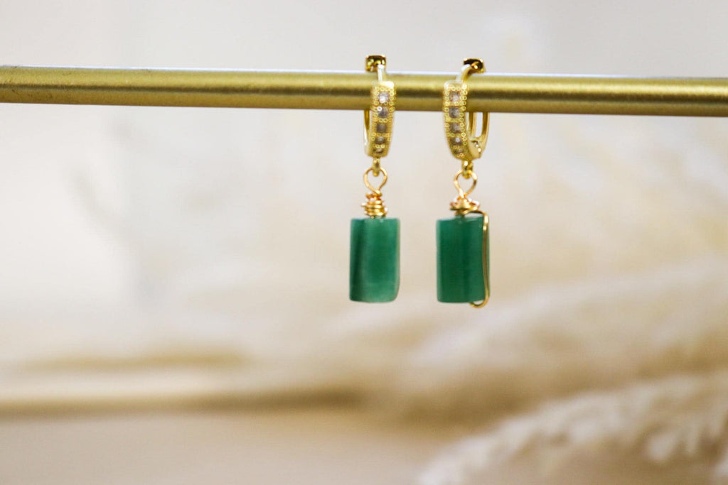 Natural Emerald Earrings, Emerald Huggies, Stacking Earrings, Gemstone Drop Earrings, Emerald Huggie Hoop Earrings, May Birthstone Hoops