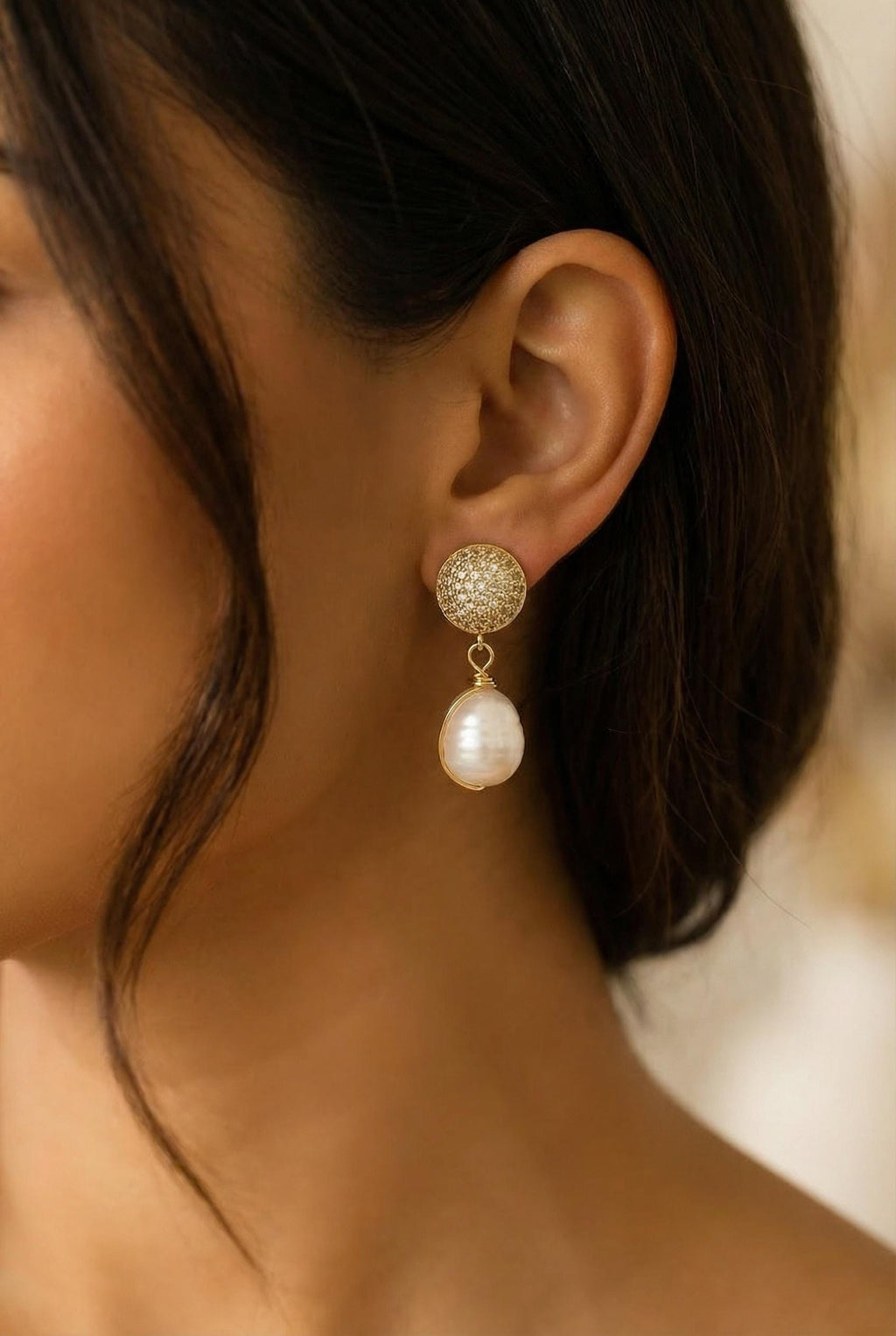 Dainty Pearl drop earrings, Natural Freshwater Pearl Earring, Dainty gold earrings, Earring Minimalistic, Bridal Earring, Maid honor gift