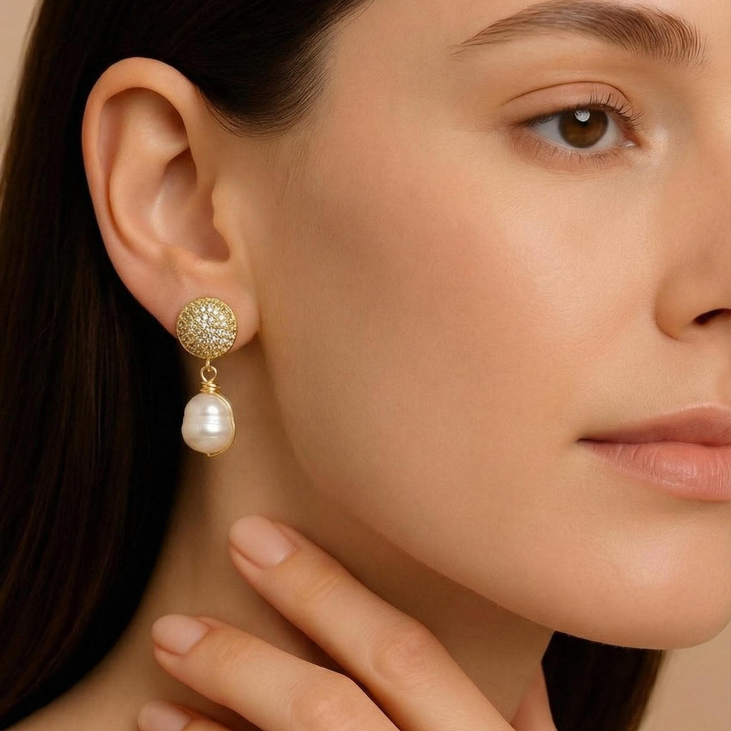 Dainty Pearl drop earrings, Natural Freshwater Pearl Earring, Dainty gold earrings, Earring Minimalistic, Bridal Earring, Maid honor gift