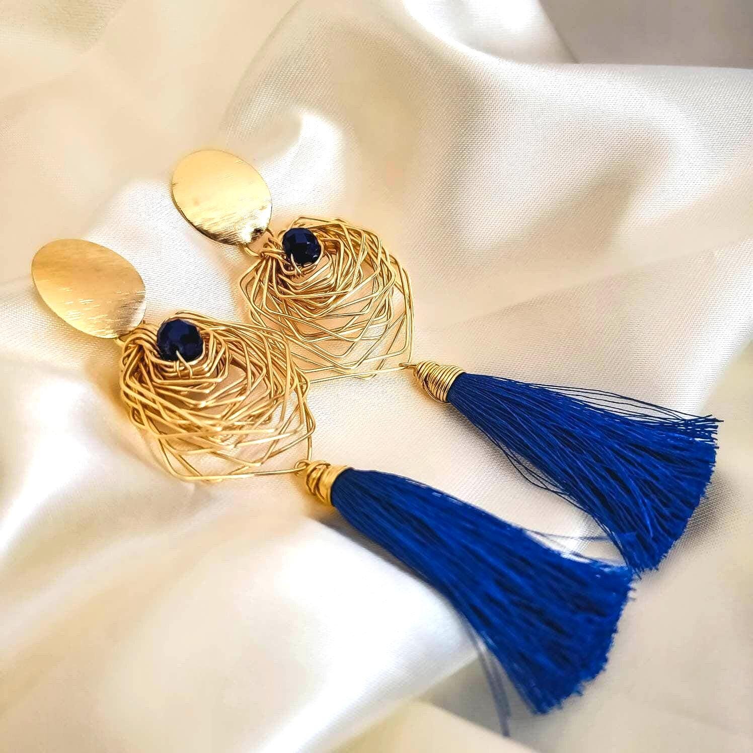 Dainty Tassel earrings, Stacking Earrings, Dainty Gold Geometric earrings, Large gold earrings, Bridal Earring Drops, Gifts for-her,