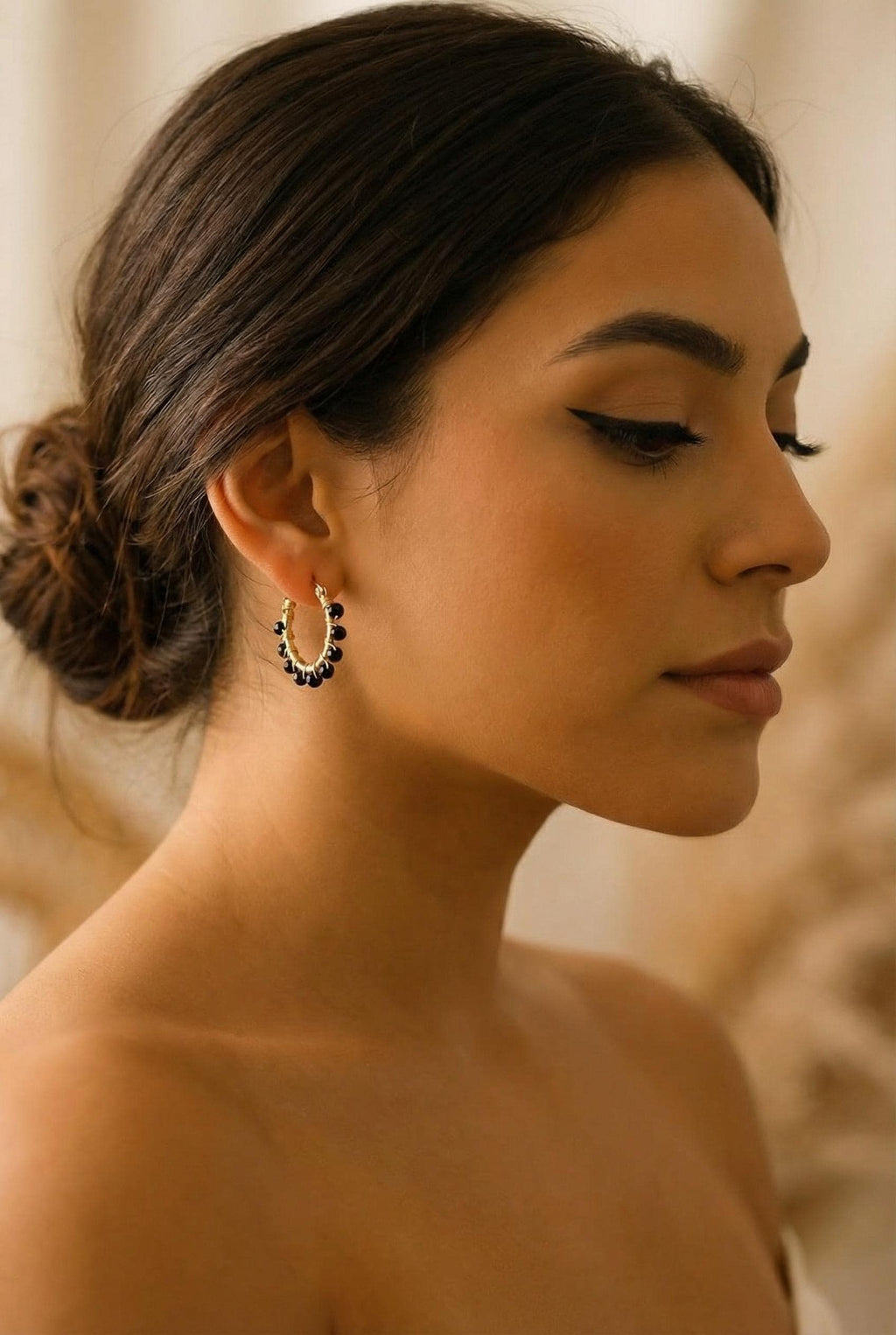 Dainty hoops, Black Hoops, Gold filled hoop earrings, Thin hoop earrings, Dainty Hoop Gold, Small Crystal Hoop, Minimalistic Hoops,Hers gift