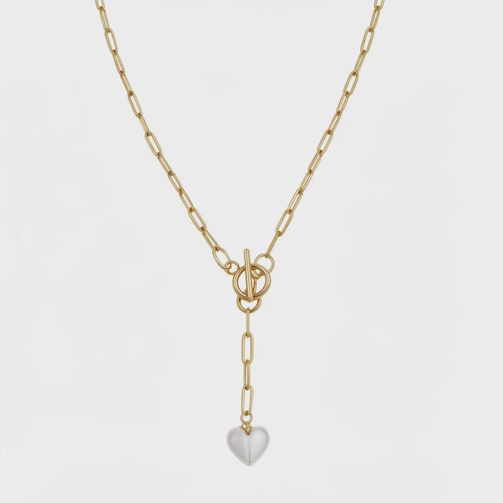 Dainty Heart Clear quartz necklace, Thin chain necklaces, Dainty Necklace gold, Layering necklace,