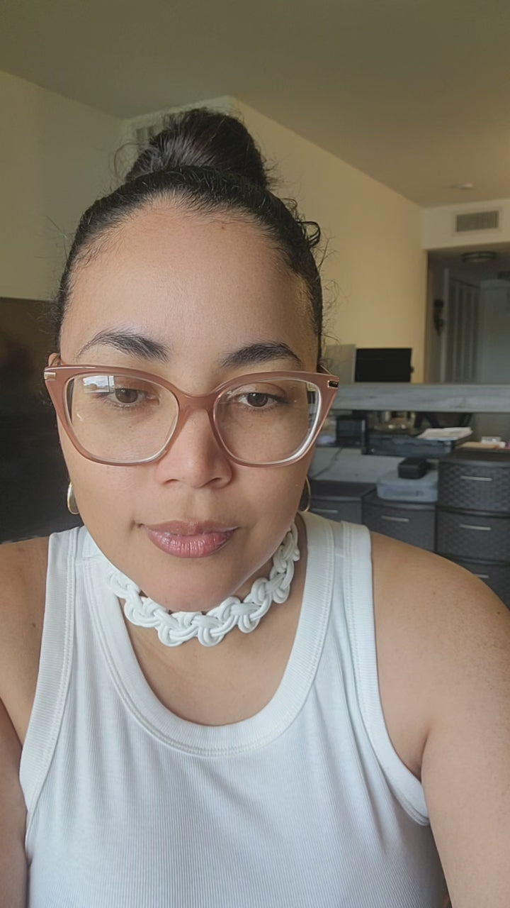 White Leather Choker Necklace - Fashionable Leather Necklace, Choker Necklace