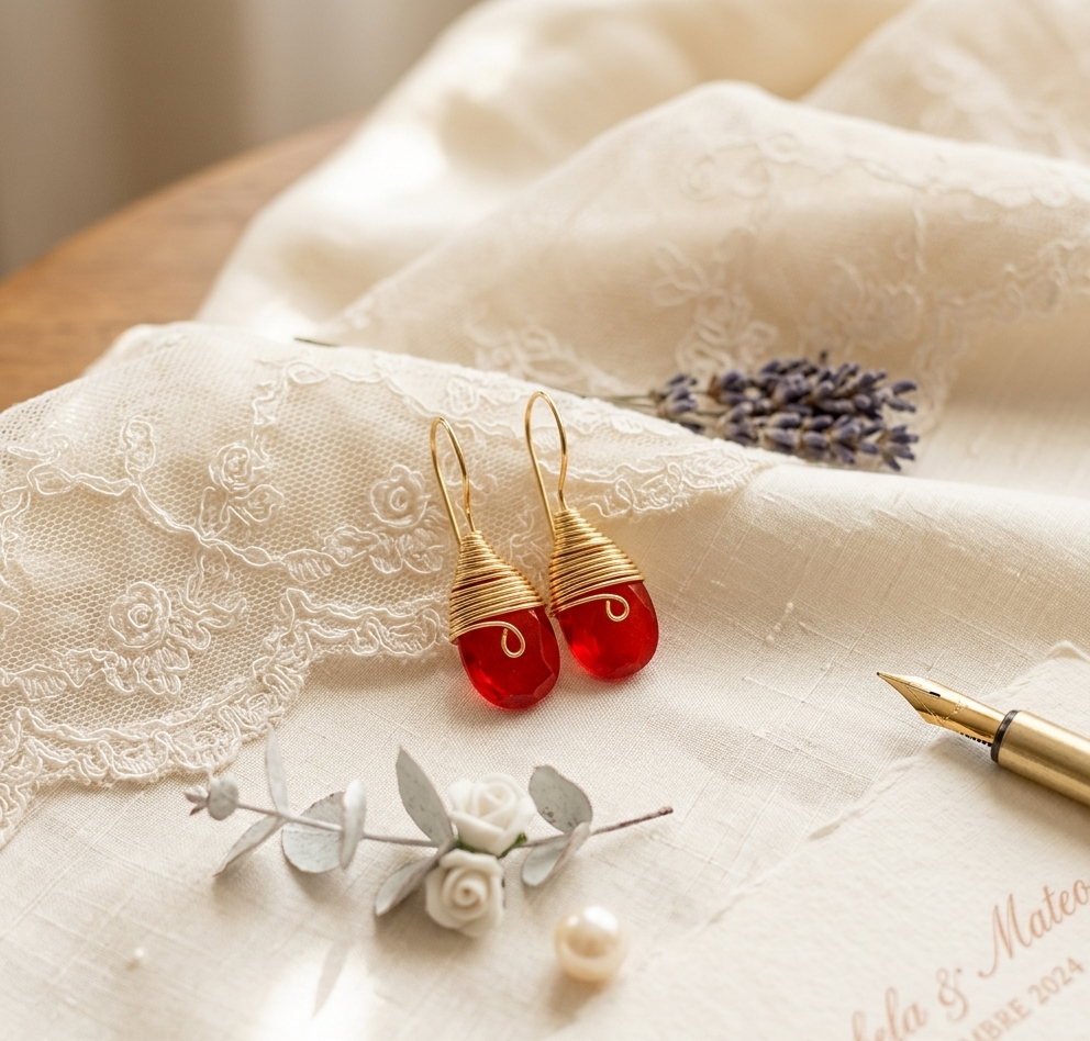 Red Drop Crystal Earrings