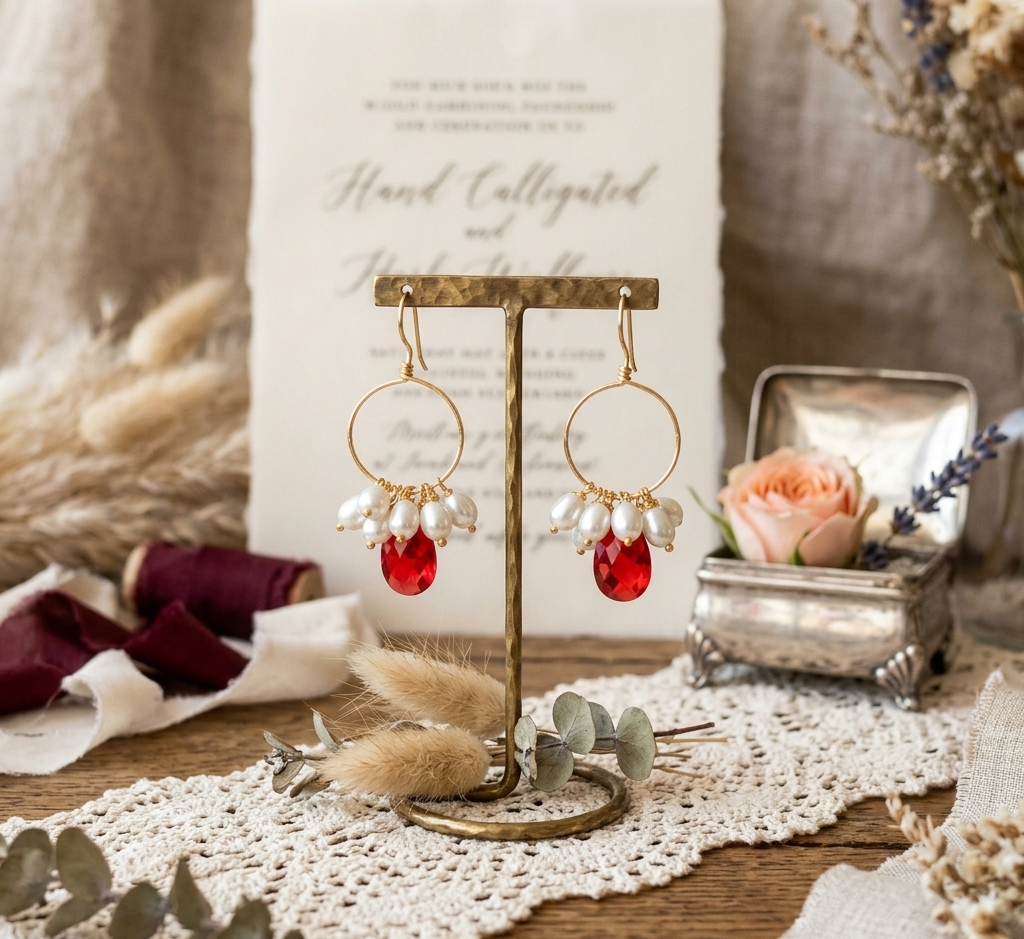 Pearl Hoop Earrings Gold