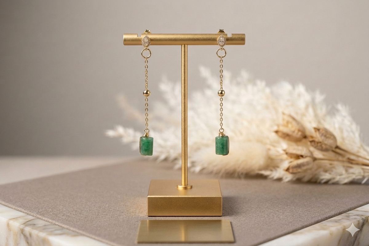 Emerald Chain Earrings