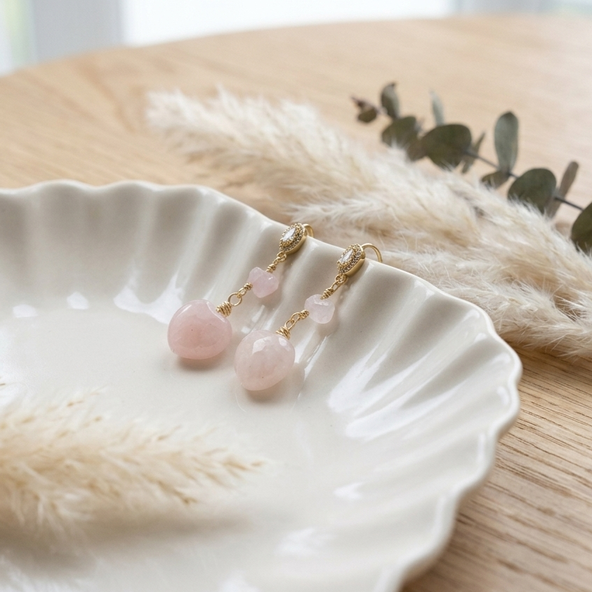 Rose Quartz Dangle Earrings