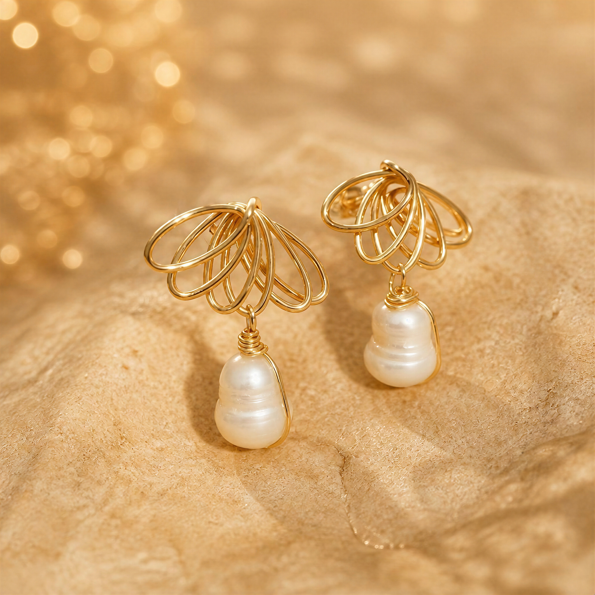 Freshwater Pearl gold earrings