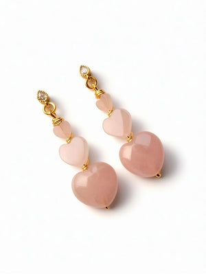 Heart Rose Quartz Earrings