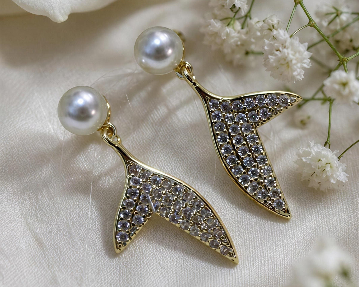 Fishtail Pearl drop earrings