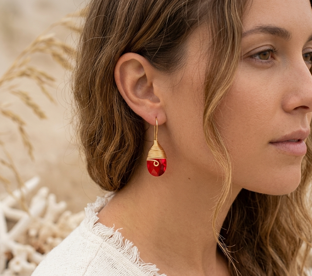 Red Drop Crystal Earrings