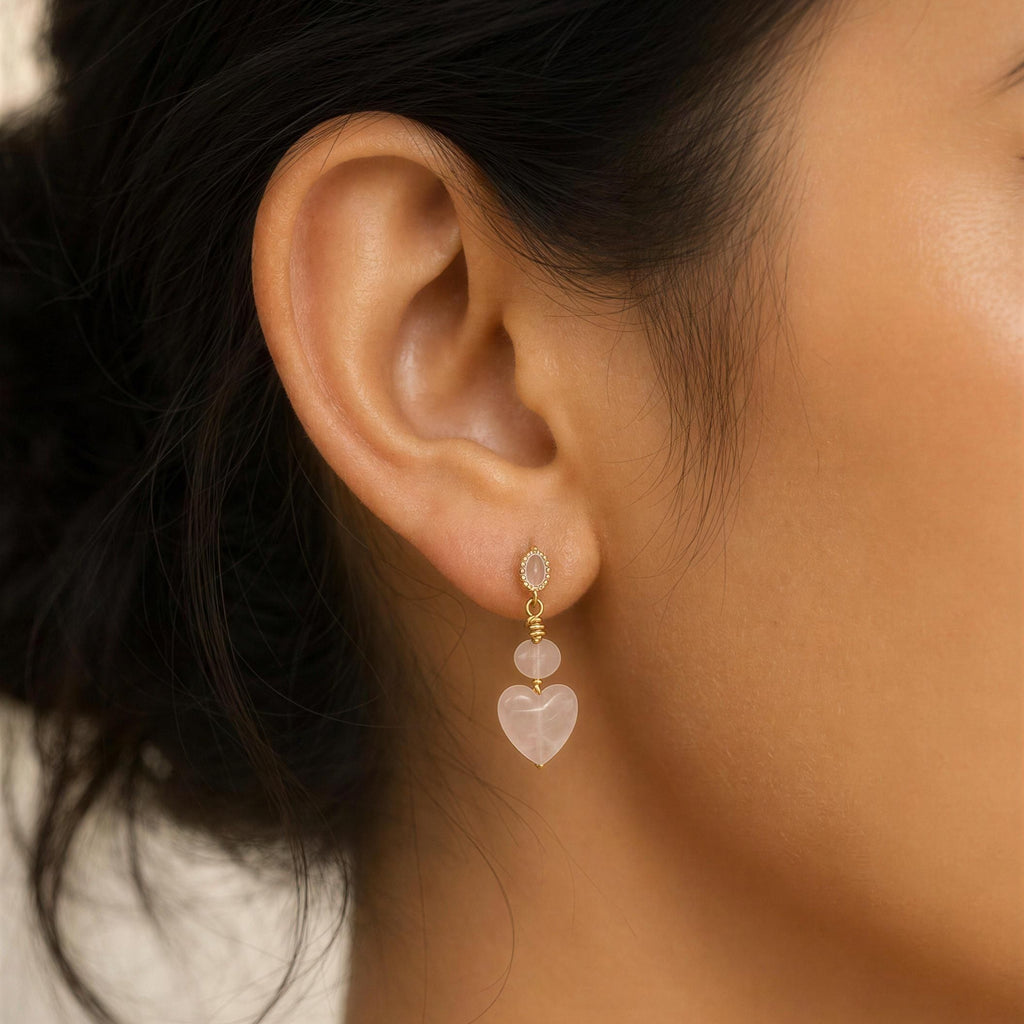 Rose Quartz Heart earrings
