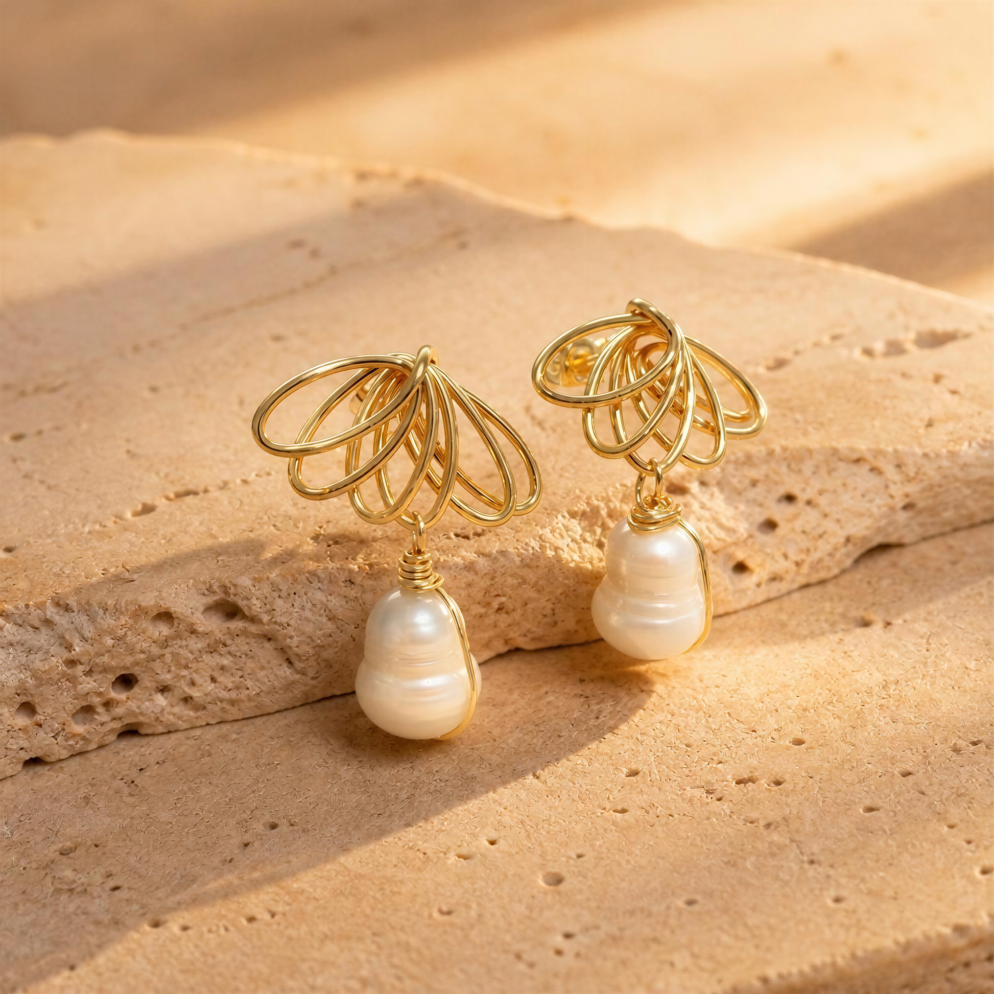 Freshwater Pearl gold earrings