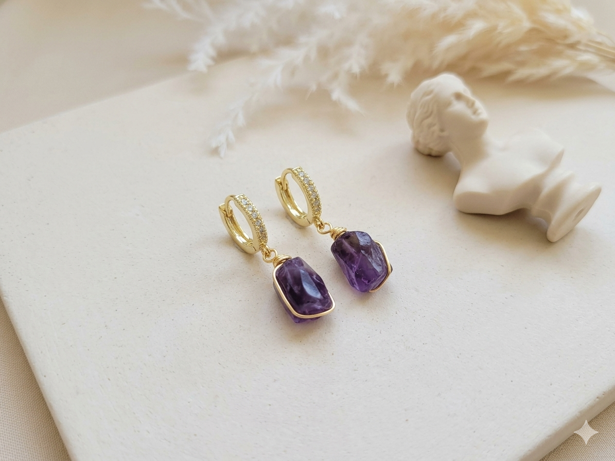 Amethyst hoop earrings