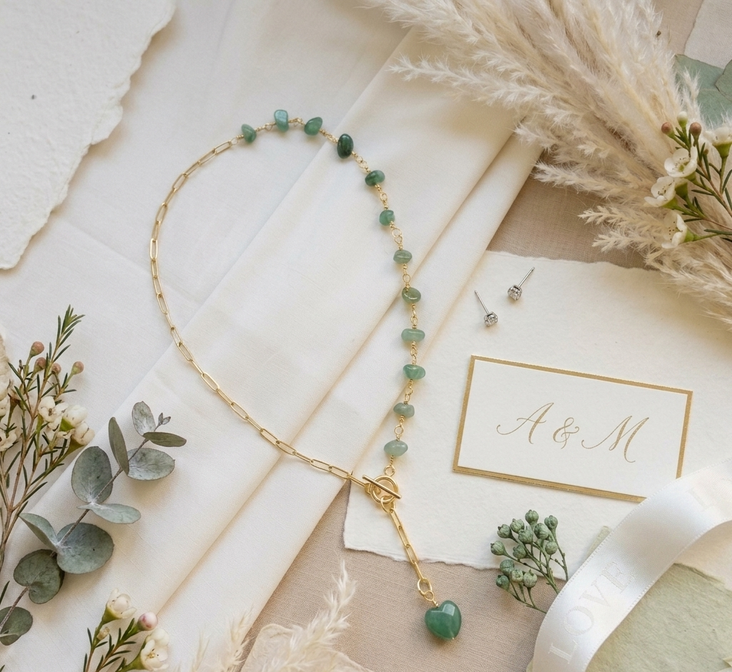 Aventurine Necklace with Heart Charm