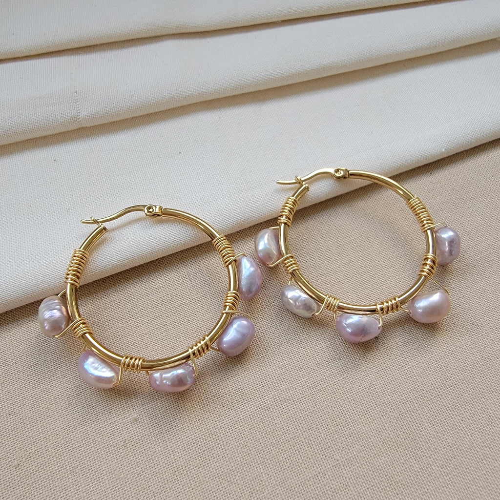 Natural pearls Hoops