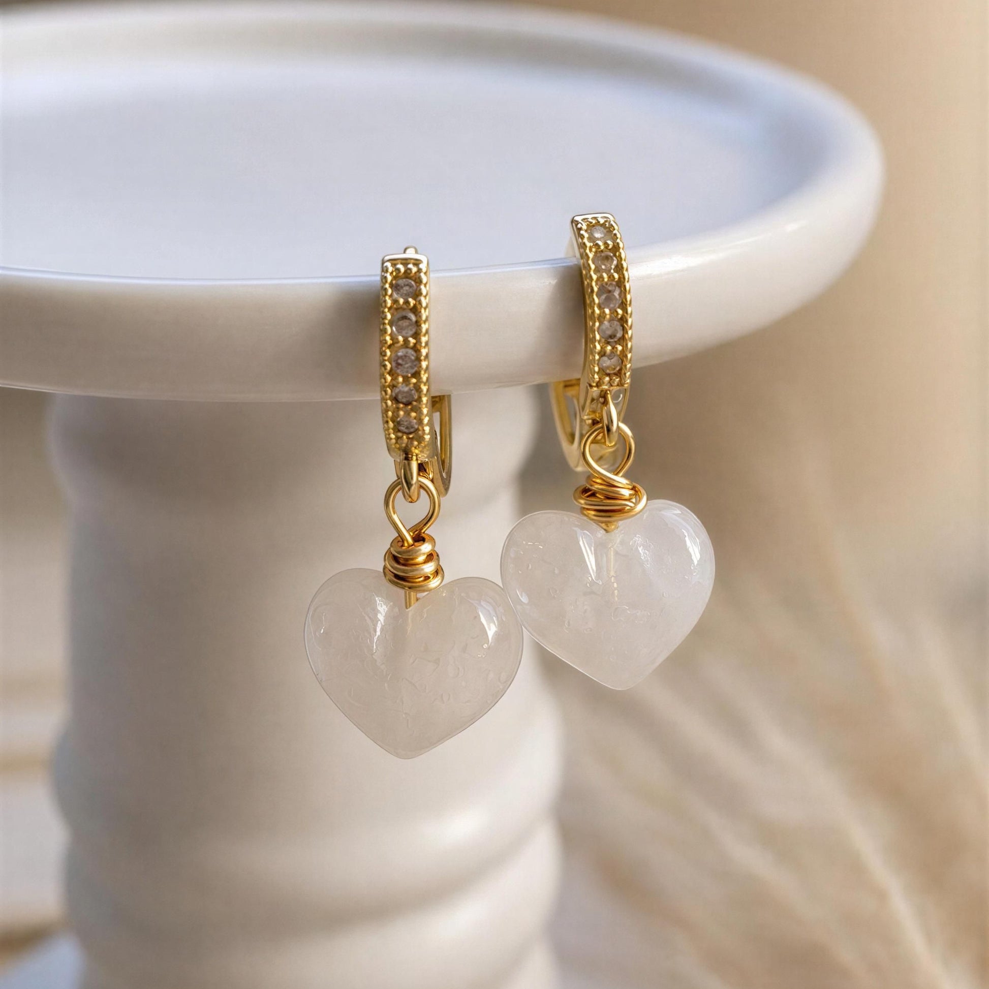Clear quartz Heart earrings