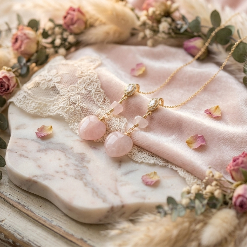 Rose Quartz Dangle Earrings