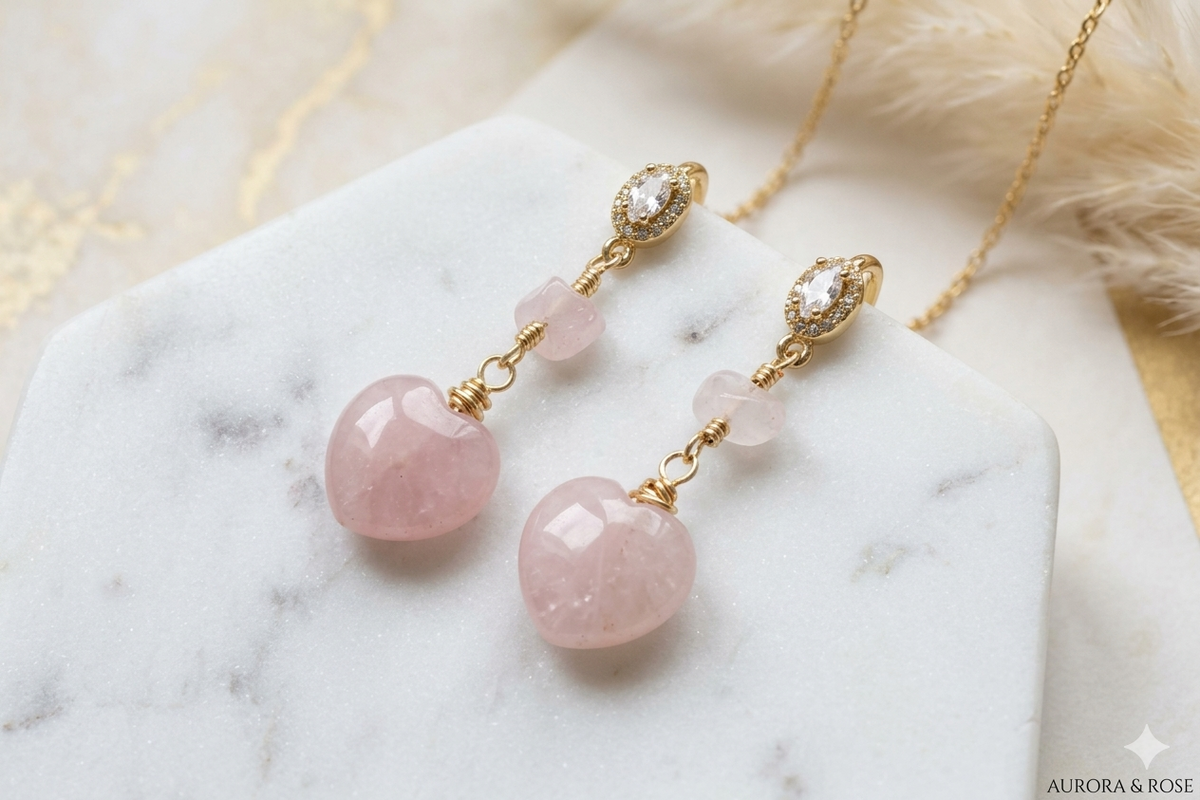 Rose Quartz Dangle Earrings