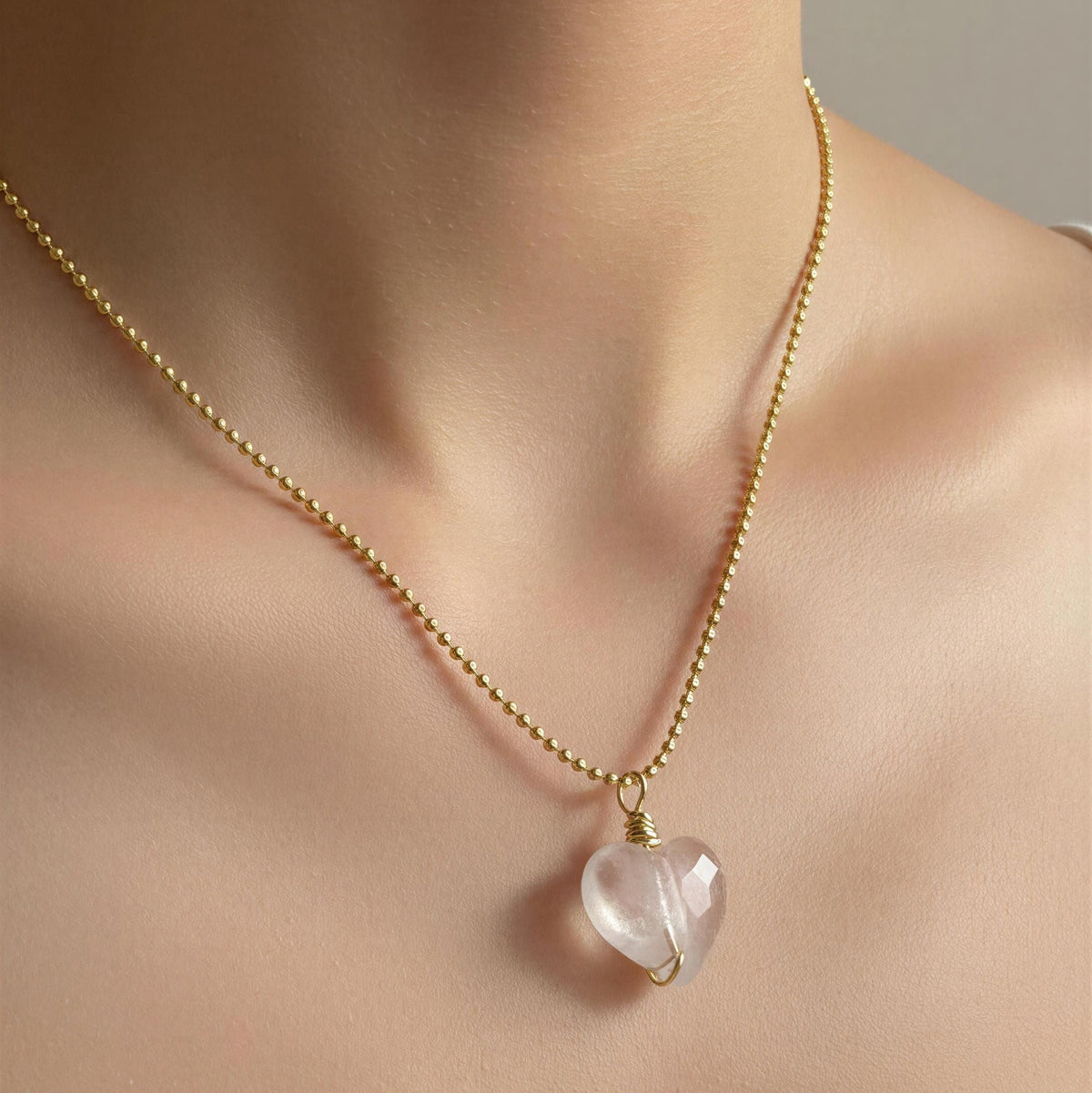Heart Clear quartz necklace