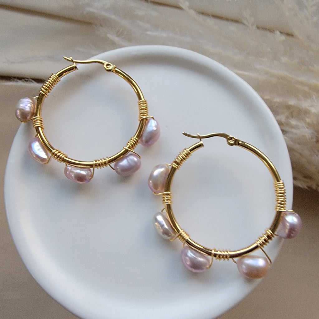 Natural pearls Hoops