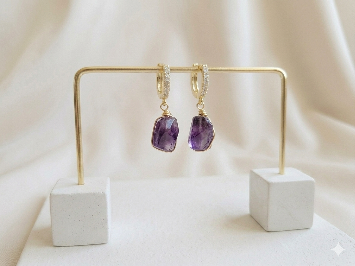 Amethyst hoop earrings