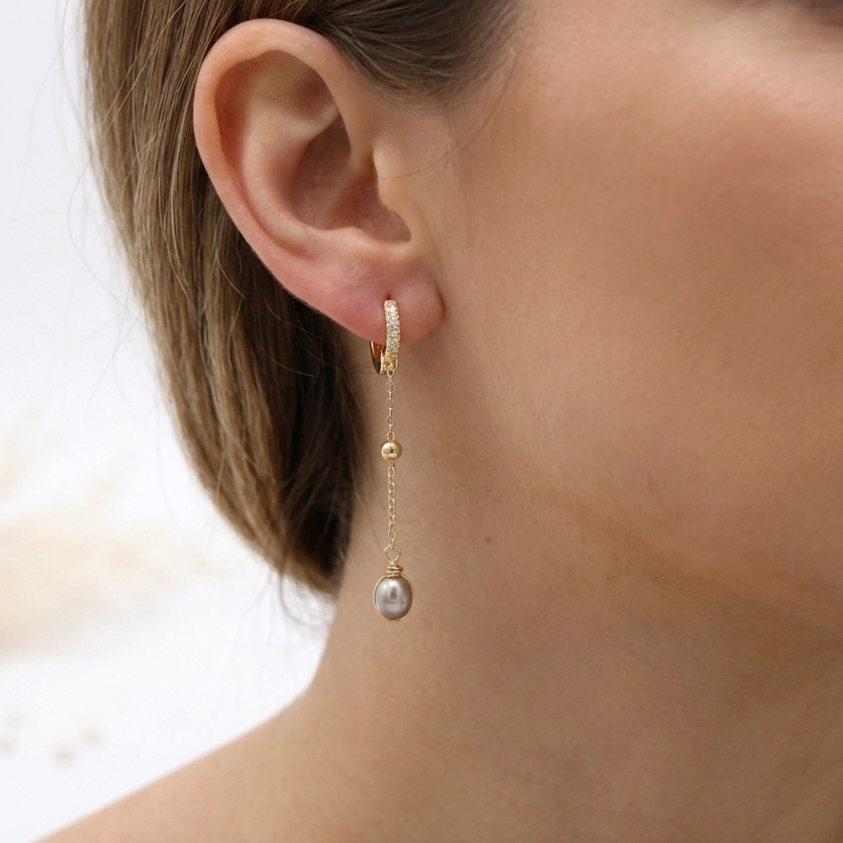 Freshwater pearl Hoops