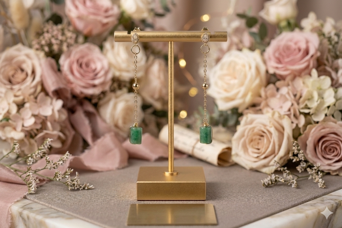 Emerald Chain Earrings