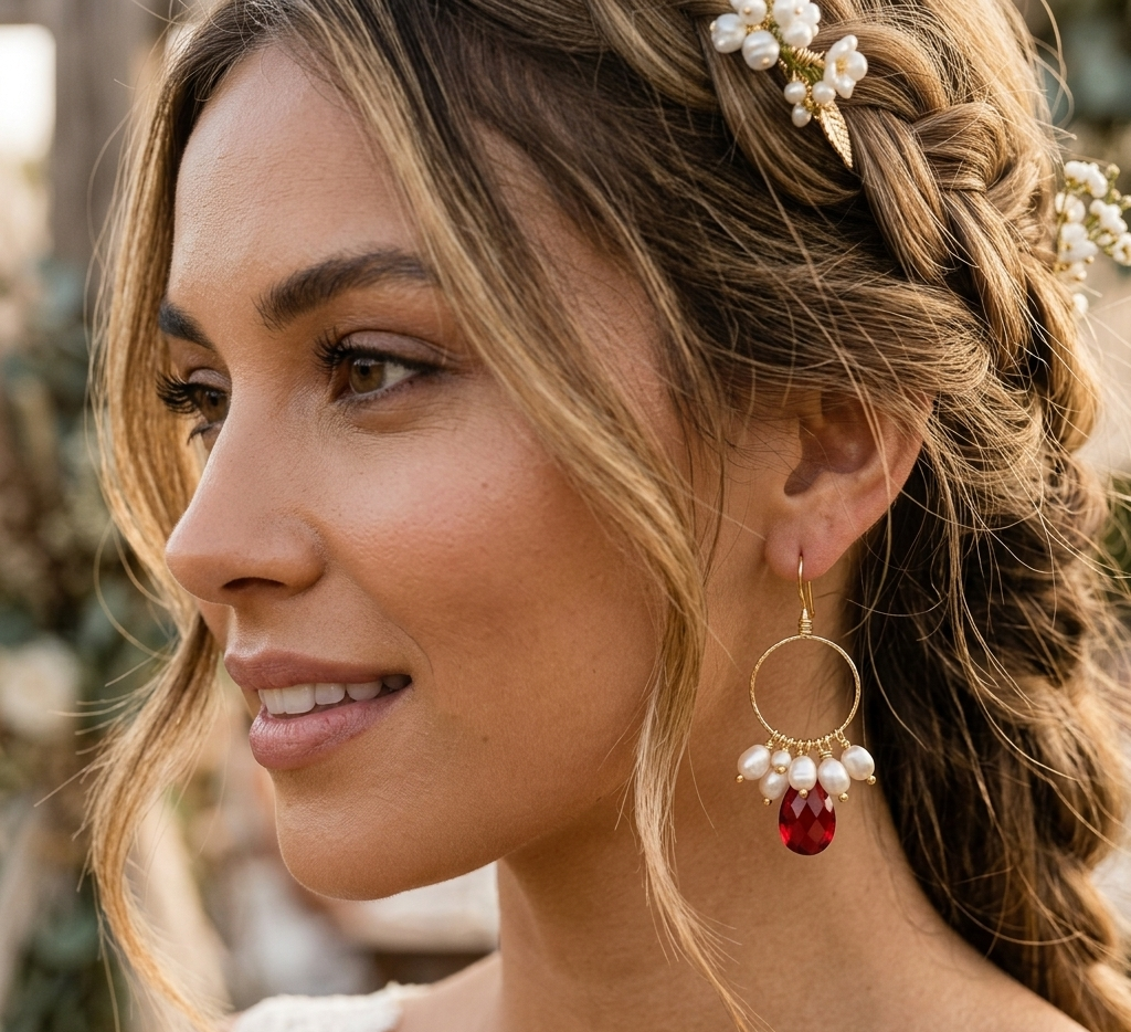 Pearl Hoop Earrings Gold