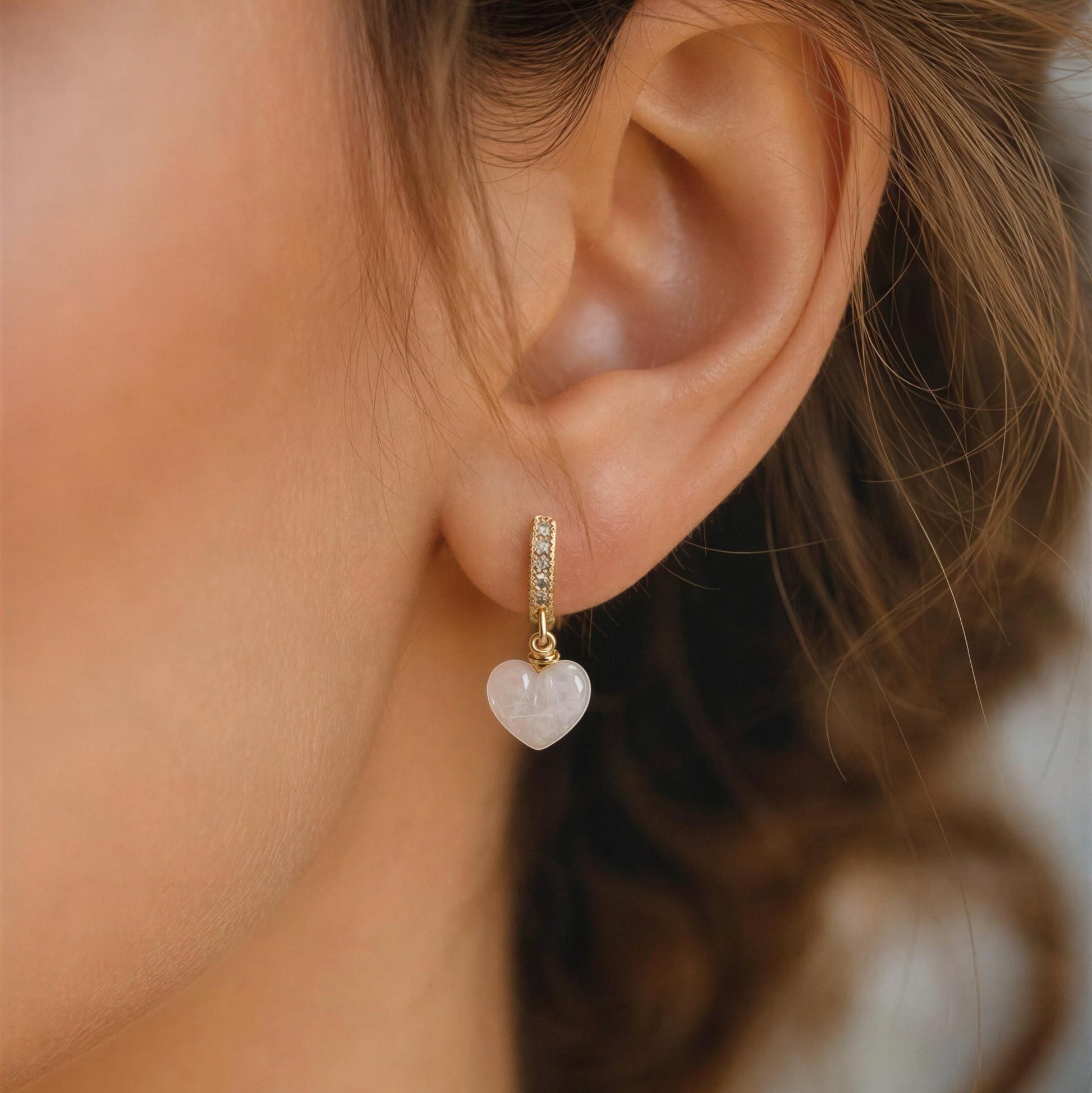 Clear quartz Heart earrings