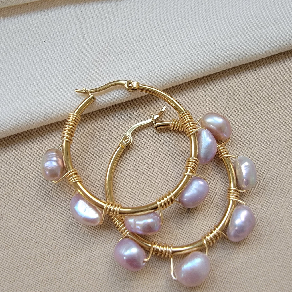 Natural pearls Hoops