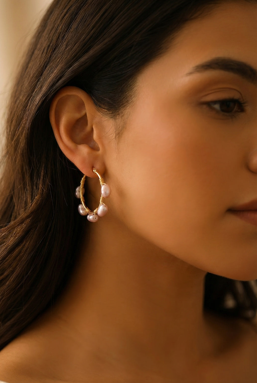 Natural pearls Hoops