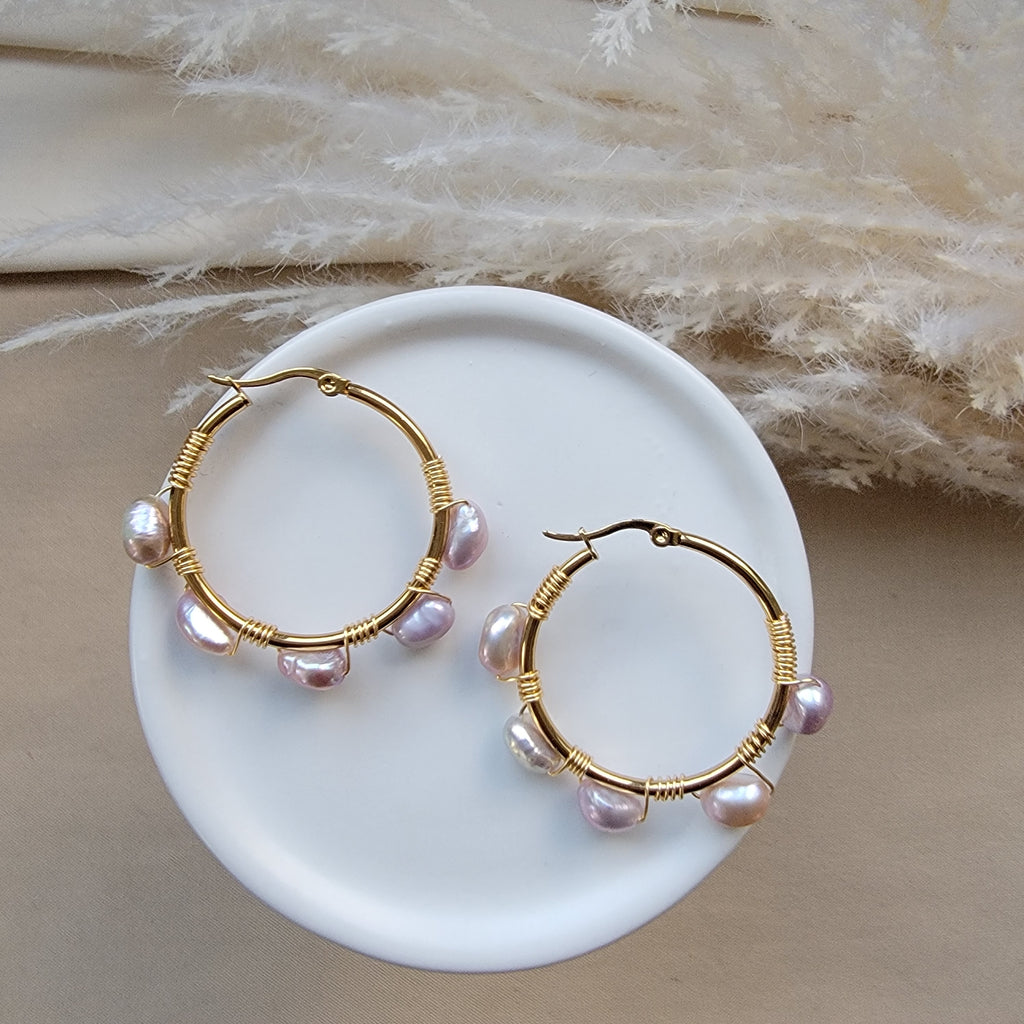 Natural pearls Hoops