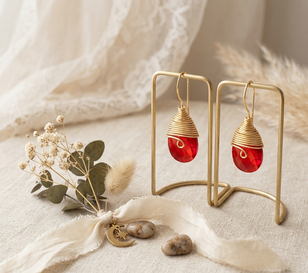 Red Drop Crystal Earrings